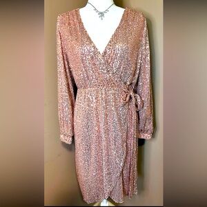 New with Tag Gibson Latimer Rose gold  Sequins Knee High Dress Sz-M